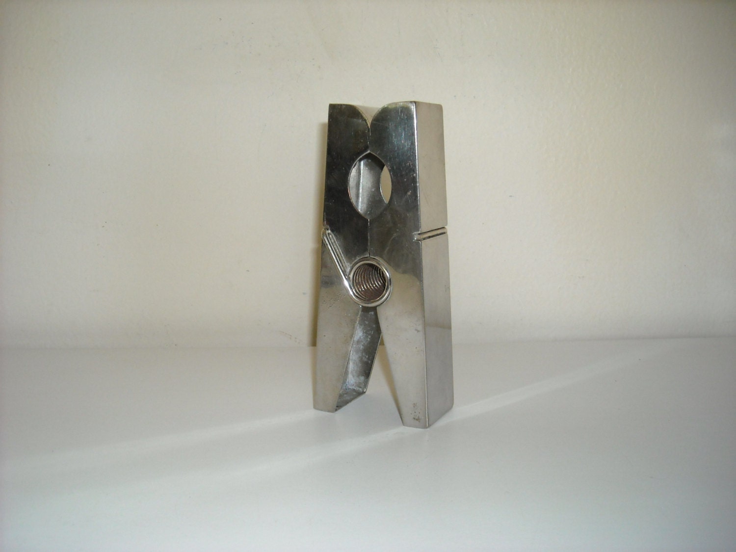 Chrome Mega Clothes Pin Industrial Office Paper Holder Clip File Mid Century Desk Accessory