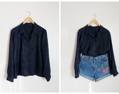 Dark Blue Paisley Print Blouse