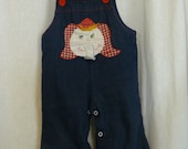 Vintage Baby Girl Elephant Overalls 12 to 18 months