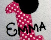 Personalized Minnie Mouse Number shirt for infants toddler or girls sizes. Hot pink polka dots. LONG  SLEEVES
