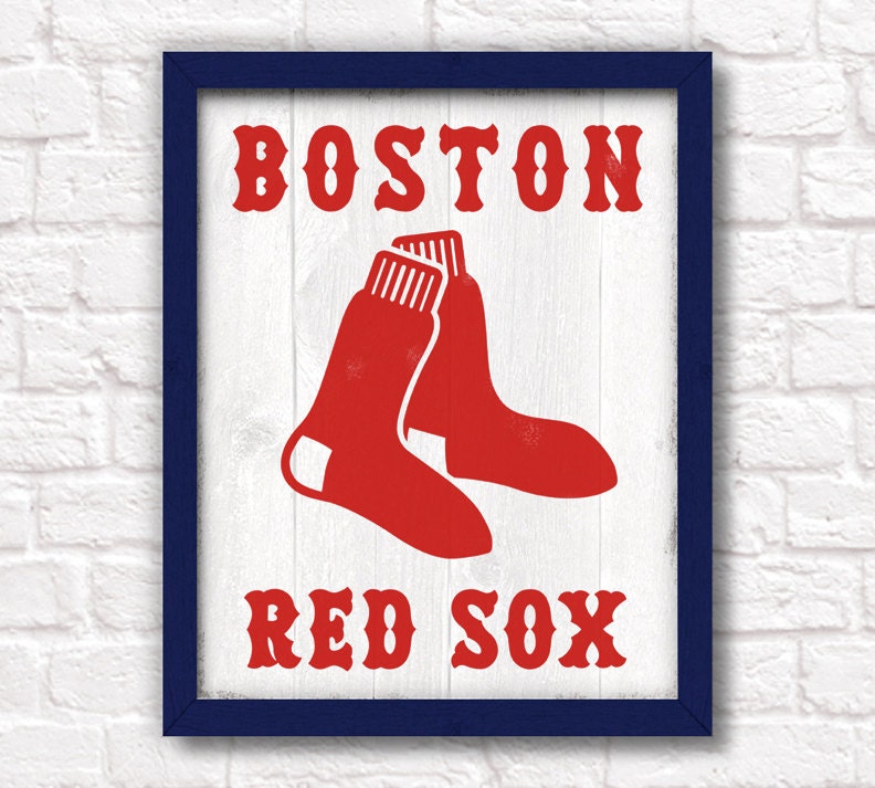 Boston Red Sox - rustic wall hanging 16"x20" handmade sign - Red Sox wall sign for Boys room or Man cave decor - Boston sports fan
