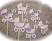 Mini Stroller Carriage Cupcake cake toppers baby shower decoration baby carriage stroller toppers BABY GIRL