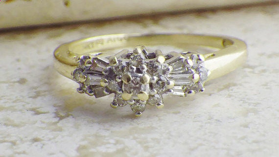 Flower Cluster Diamond Engagement Ring - Stacking