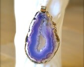 OOAK Large Purple Agate Gold Necklace With Druzy Center