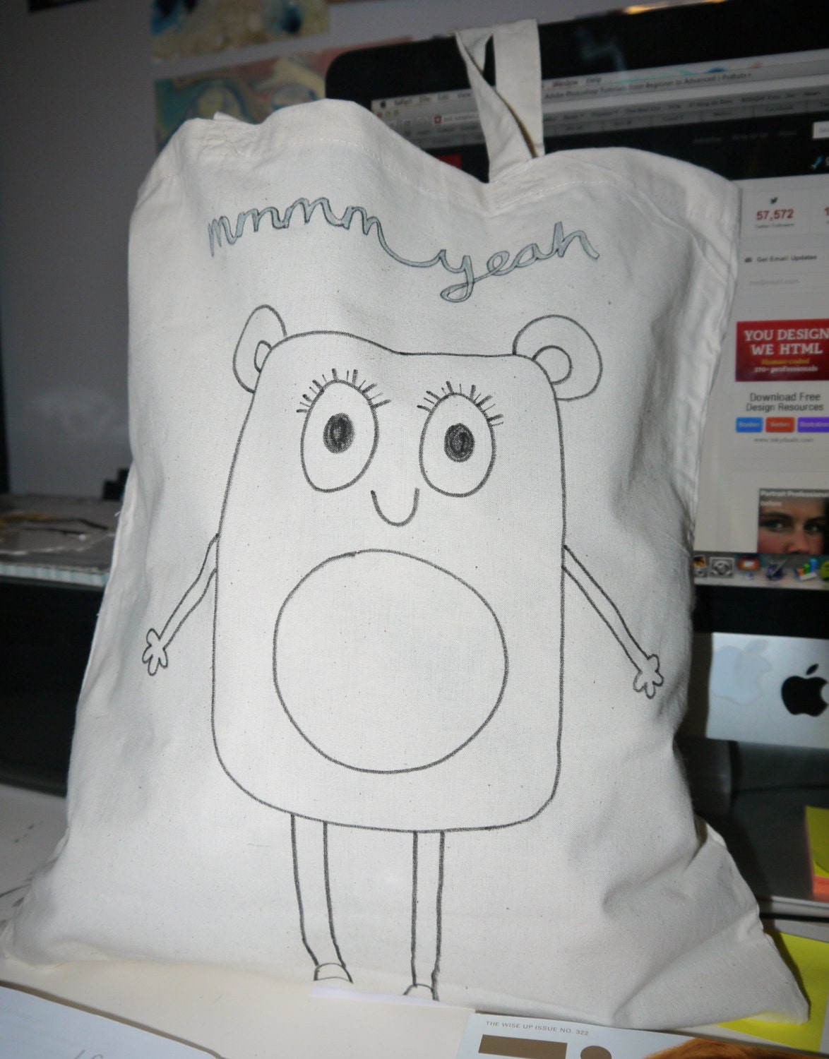 Hand Drawn "mmm yeah" Bertie Tote Bag