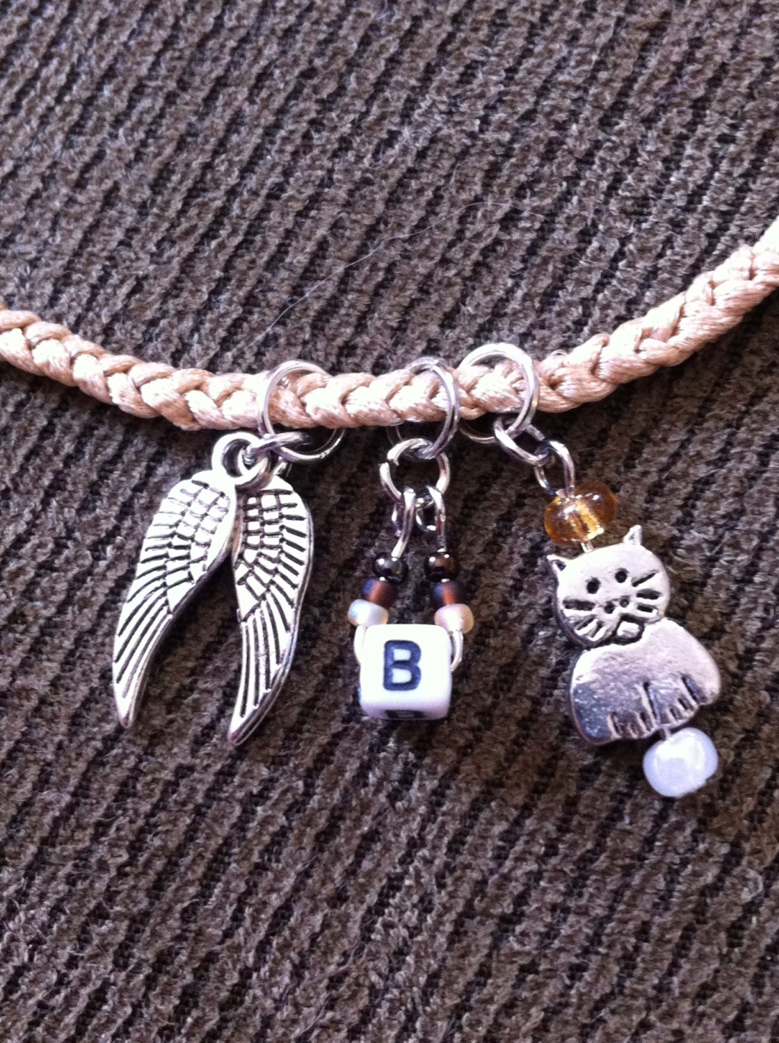 In Loving Memory Angel Pet Charm Braided Necklace