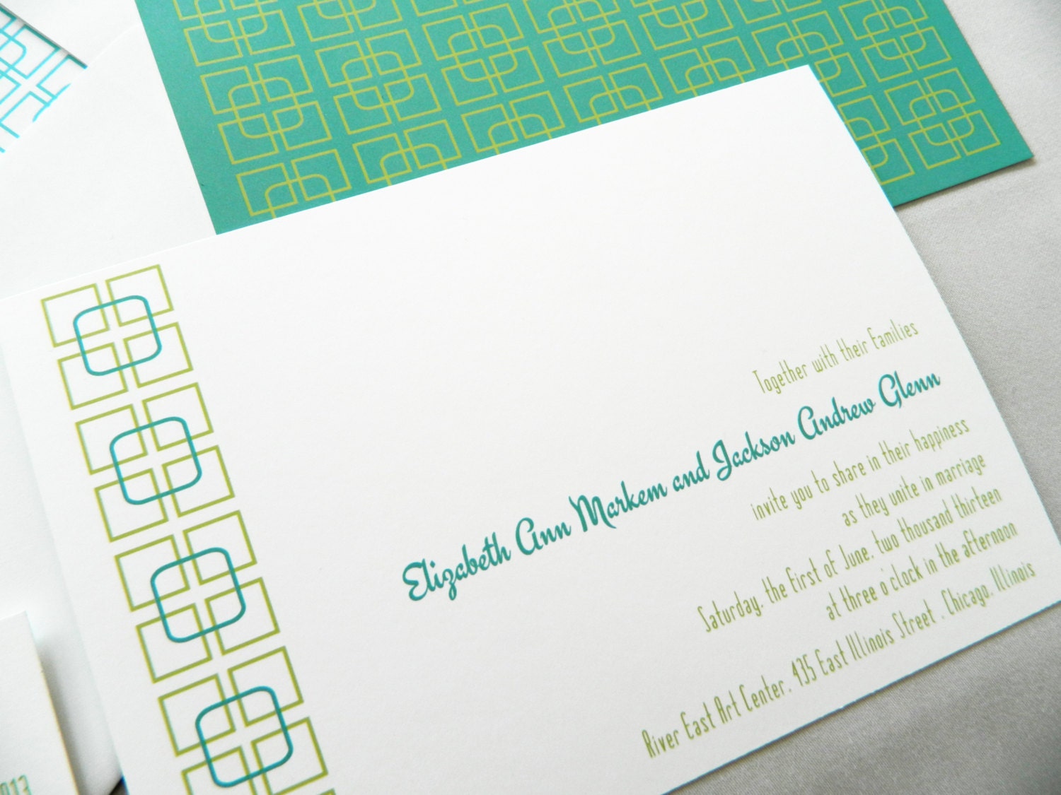 Modern Wedding Invitation -Mod Inspired  "Love, Love Me Do... " SAMPLE