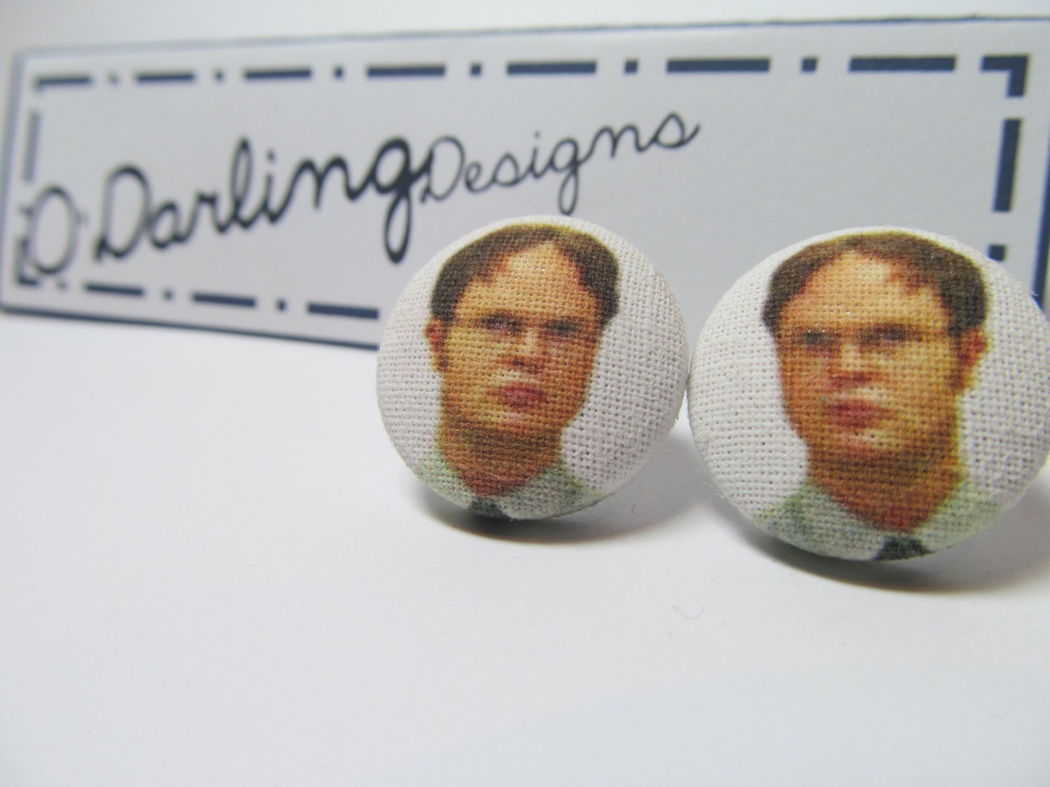 The Office Dwight Schrute Fabric Button Earrings