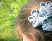 Choose Your Color Kanzashi Fascinator (Folded Fabric Flowers)  for Weddings, Brides, Prom, Formals, Casual