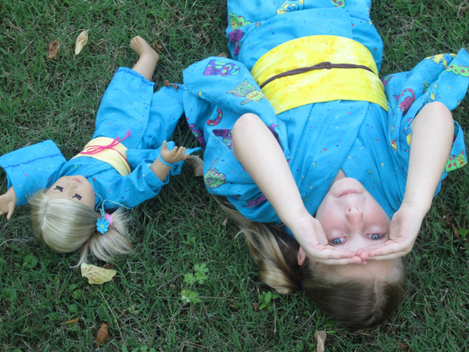 Made to Order Children's Yukata/ Summer Kimono With Mori-chan style Tsuke Obi set