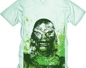 Horror Creature Black Lagoon Imprint (on seafoam) MENS American Apparel Tshirt