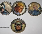 DISCOUNT Avengers Captain America Steve Rogers Resin Pendant and Buttons Set of 4