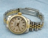 1980 Women's SS & 18k Gold Rolex Oyster Perpetual Quick-Set Watch, SKU W-1038