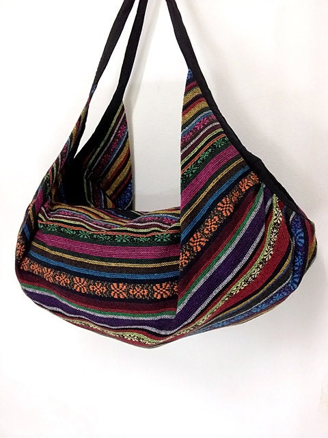 Handmade Hippie bag Hobo bag Boho  bag Shoulder bag Backpack Purse - woven cotton  (L)