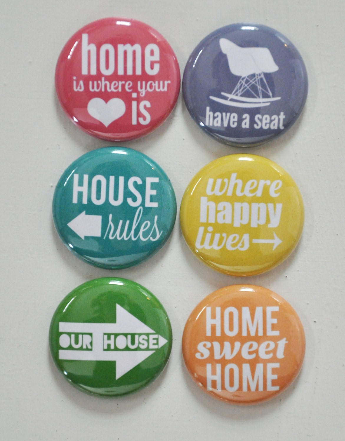 Set of 6 Home Flair Craft Badges Pins