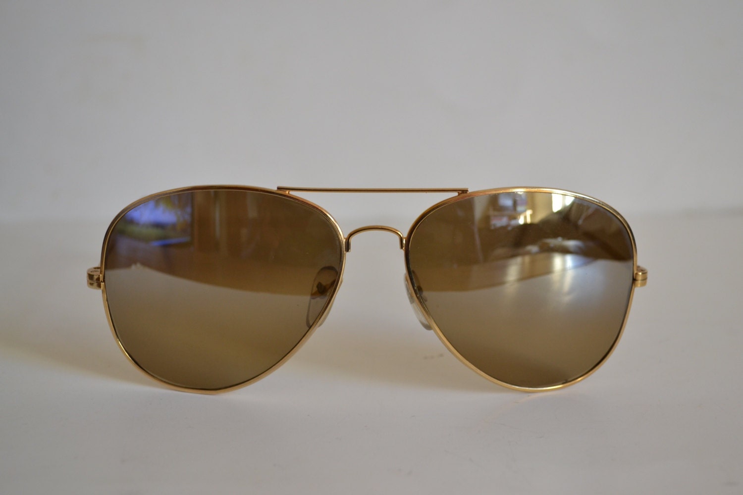 Vintage Yellow Gold (Silver Mirrored Lenses) Aviator Sunglasses