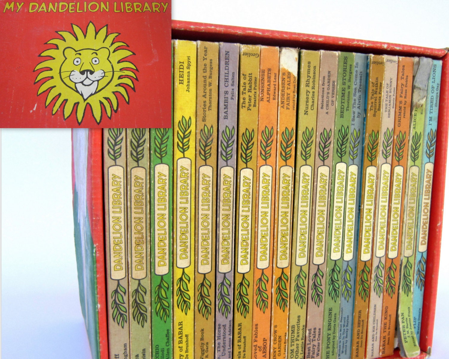 Vintage 1960s My Dandelion Library Book Set, Compete 18 Title Collection Classic Children's Books, Peter Pan, Alice in Wonderland, Trubloff