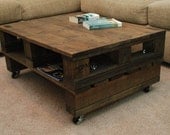 The Helena. Custom (made to order) Dark Stained Coffee Table. Made of reclaimed wood. Free Shipping.