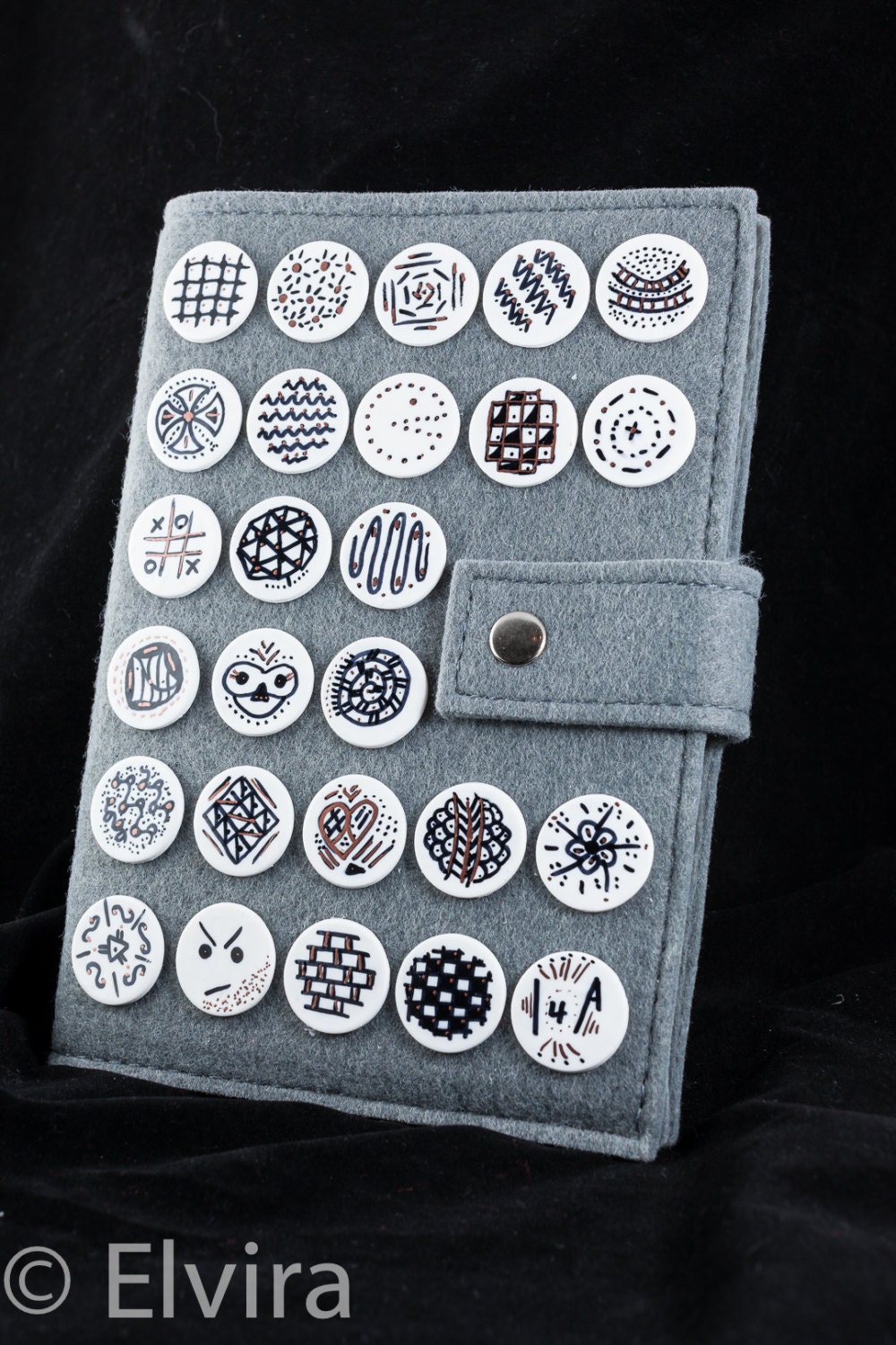 Journal notebook cover with notebook, contemporary accessory, handmade decoration, refillable, grey