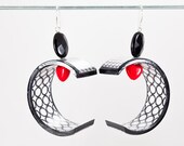 Black and white earrings, art jewelry, sophisticated dangle earrings, polymer clay earring, handmade jewelry, OOAK