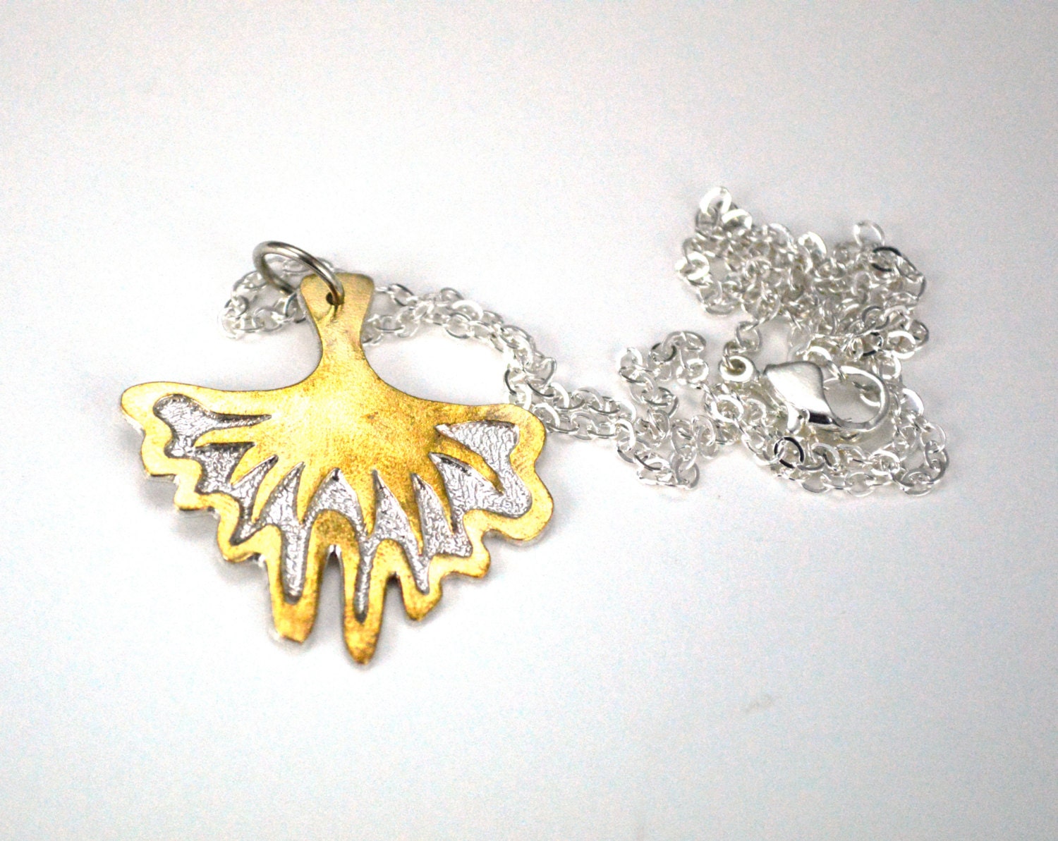 Large Gingko Textured Pendant