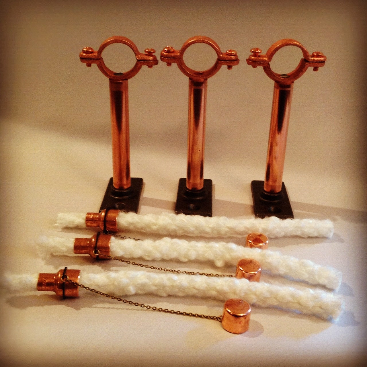 Set Of 6 Copper Wine Bottle Tiki Torch Mounting Hardware Kits - Hanging Lantern, Hurricane Lantern,  Outdoor Lighting, Oil lamp