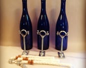 Set Of 3 Silver Wine Bottle Tiki Torch Mounting Hardware Kits - Hanging Lantern, Hurricane Lantern, Outdoor Lighting, Oil lamp