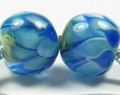 Blue petal bead pair  bhb bracelet beads