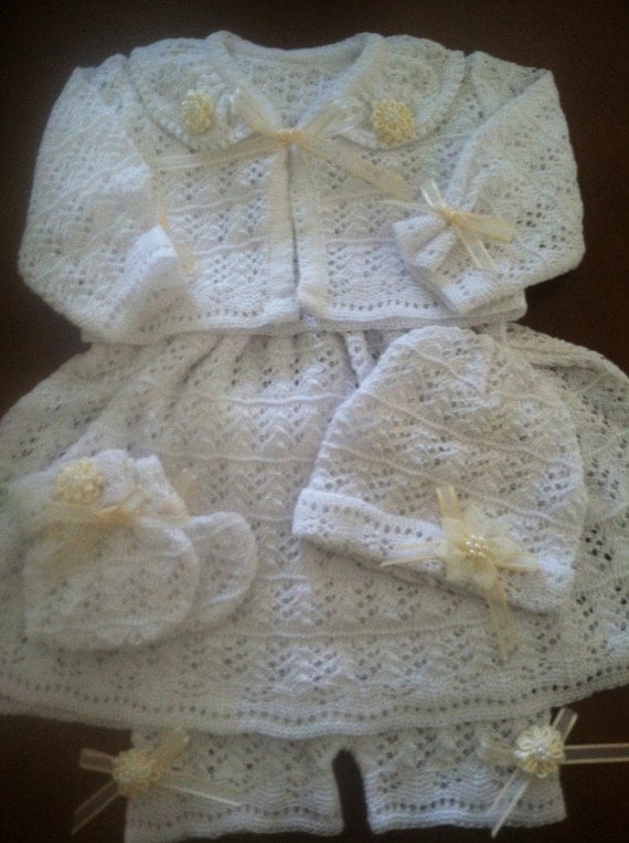 Baby Girl Dress 5 Pcs Outfit Set perfect for Baptism Christening newborn gift or Easter
