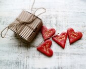 Custom love message red heart magnet poppy red scarlet gold