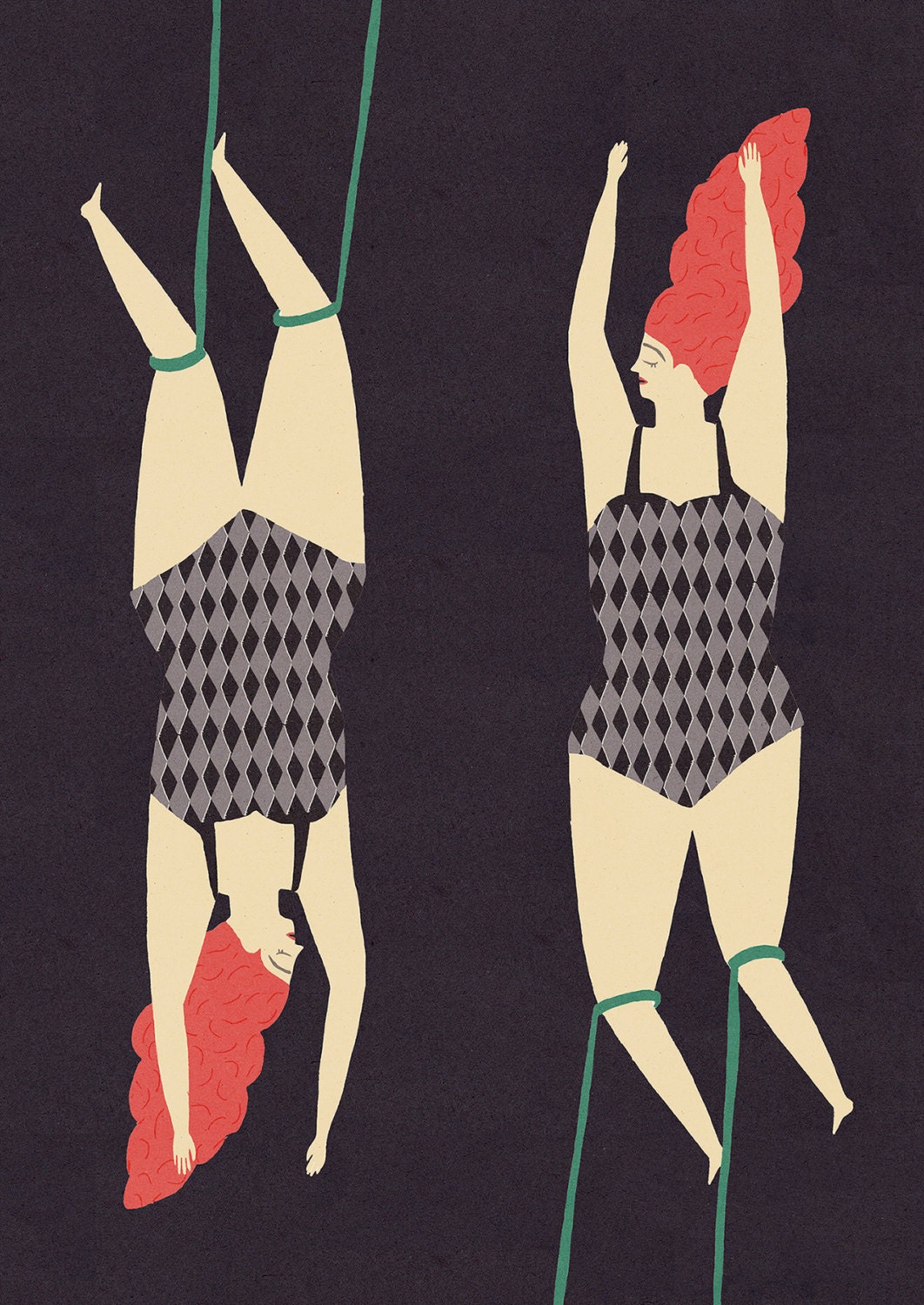 Trapezing twins A4 signed limited edition print