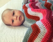Crocheted chevron striped baby blanket