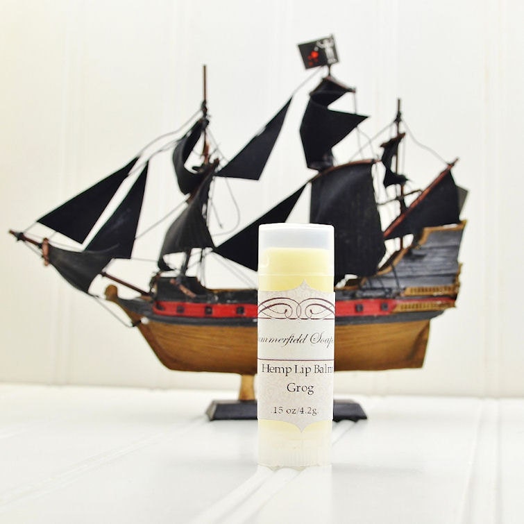 Grog Lip Balm - Buttered Rum, Coconut, Light Spices -  Hemp Lip Balm, Shea Butter Balm