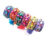 MADE TO ORDER - custom friendship cuff, fringe cuff, painted rhinestone bracelet