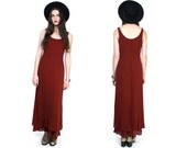 Vintage 90s Sienna Silk Minimalist Boho Maxi Dress M