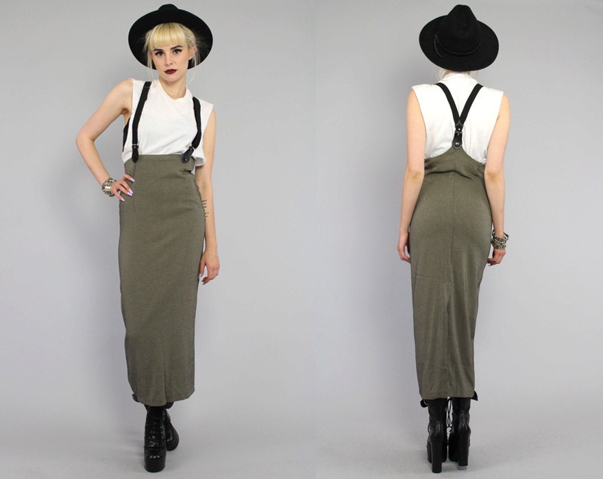 Vtg 80s 90s Striped Suspender High Waist Skirt Mini Dress S