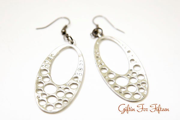 Rhodium Plated Bubble Filigree Dangle Earrings Everyday Jewelry, Birthday Gift, Simple Modern Gifts OOAK by Giftin For Fifteen
