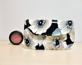 Summer Sale 10% OFF Black White Floral Clutch Cotton Handmade Pouch Purse Cosmetic Case Made To Order Bridesmaid Bags
