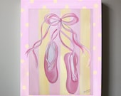 Nursery Art Ballet Shoes Nursery Canvas Art ,   Ballet  Wall Hanging, 12x16 Baby Girls Room  Art Print