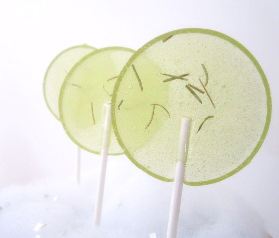 Pear Rosemary Champagne Spritzer Gourmet Lollipops Set of 7 - Luxe Lollies - Cocktail - Gourmet Candy - LARGE 2.5 Inch Lollipops