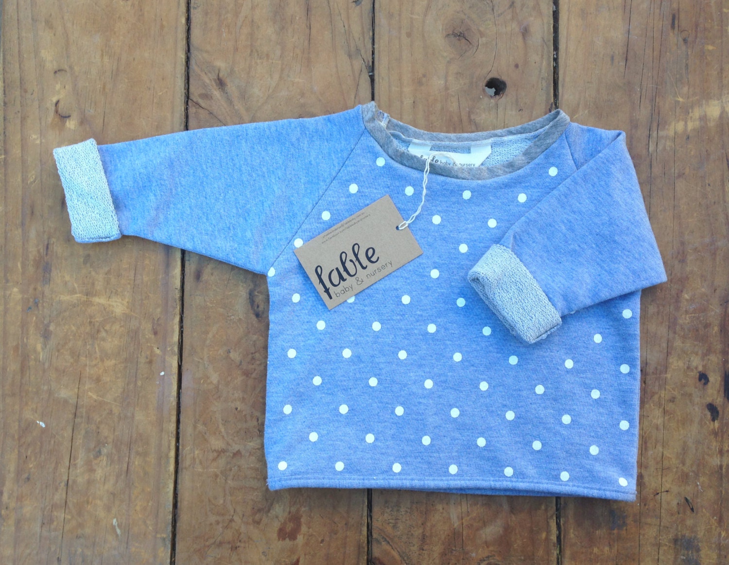 Handmade Unisex Cropped Spot Sweater - Blue & White