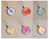 Mane 6 Cutie Mark from My Little Pony - Round Pendant, Charm, Necklace - Colored by hand