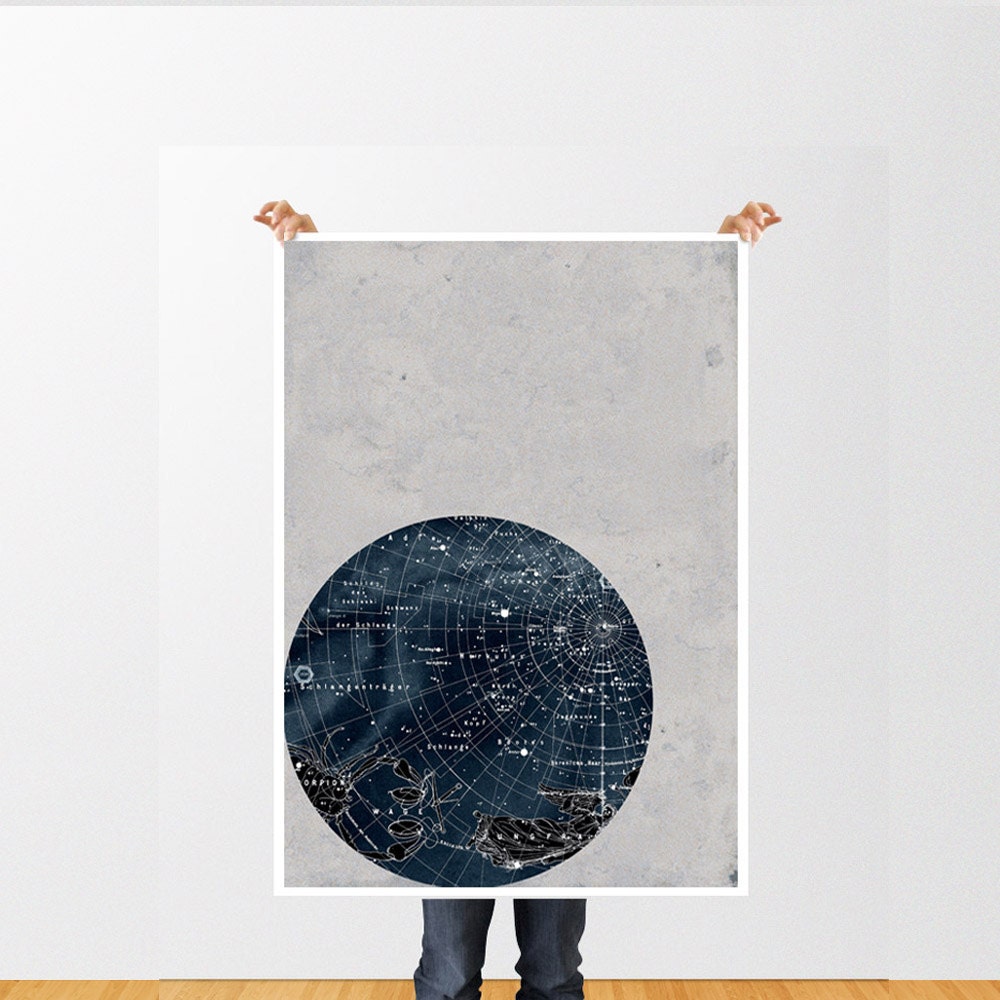 Large Print Poster Vintage Style Astronomy,Scorpius Constellation, Stars Map, Zodiac, Space