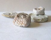 Artisan 4 piece set of beads handmade from mass of stone, stained,  shabby chic OOAK - boele