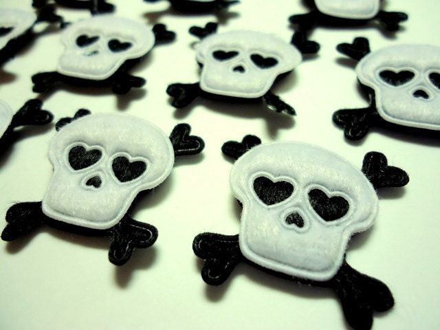 Skulls Padded Felt Embellishments - Hair Clip Accessories - 12