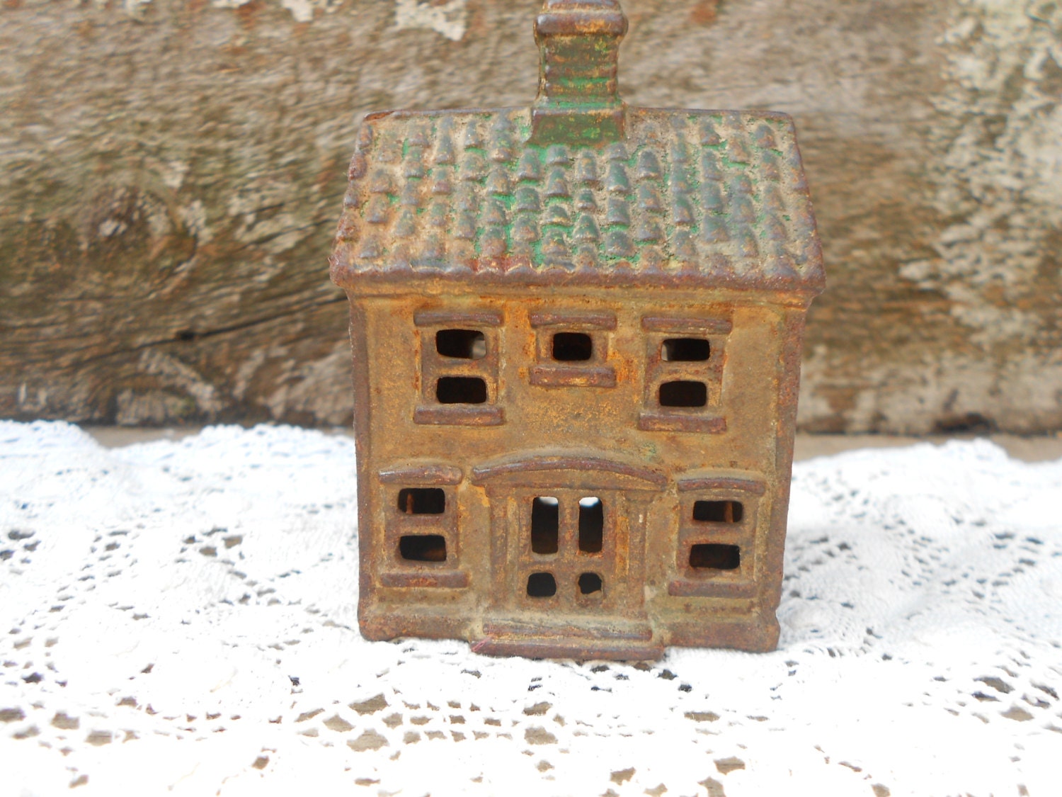 Vintage Cast Iron House Bank - Bank - Cast Iron - Colonial House