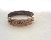 Silver vintage ring- Que manana te quiero que ayer- love ring 80s jewelry- hip ring for him-/her size 6
