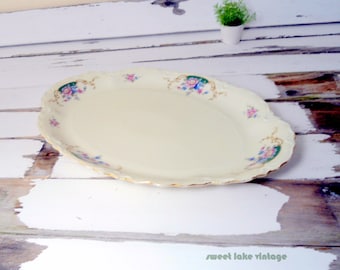 vintage 50s- mid century platter- ivory white ,gold edged - hand painted by Schonwald , Germany- Wedding table