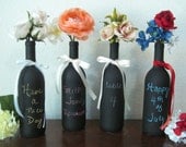 Chalkboard Wine Bottle Set Of 4  / Wedding Table Number / Party Supply Chalkboards / Decorative Wine Bottle / Fourth Of July Decor