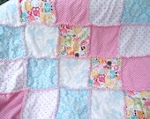 40x40" Flannel Rag Quilt Michael Miller Forest Life and Kaufman Damask and Toile Crib Size or Toddler Coverlet